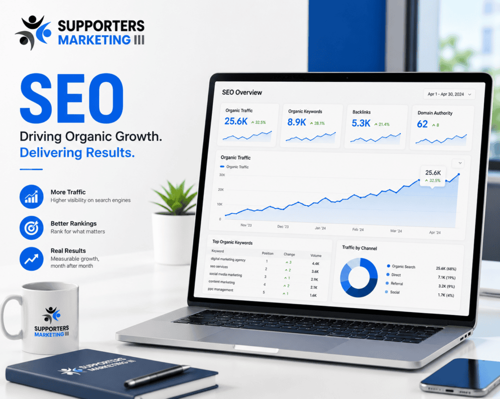 SEO strategy by Supporters Marketing digital marketing agency Pakistan. 